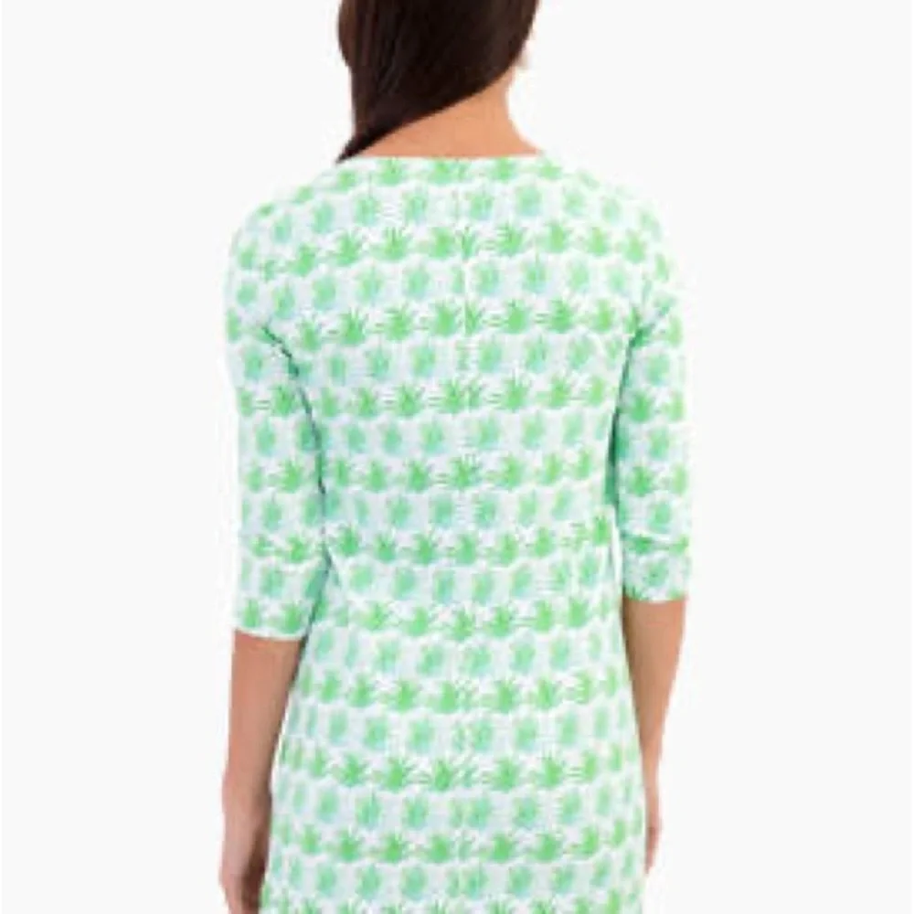 Tuckernuck Persifor Stem Flora Tyler Dress Green and White Palm Print Small - Picture 2 of 8